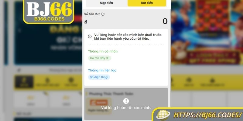 Các bước giao dịch nạp tiền tại BJ66